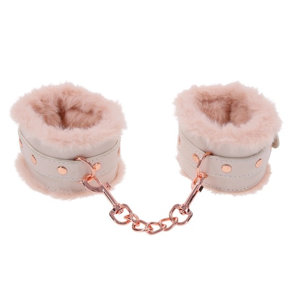 Sex & Mischief Accessories - Handcuffs Faux Fur‎ Fetish Restraints Rose Gold Peaches n Creme